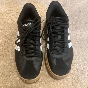 Adidas Women’s Black Sneakers with White Stripes (platform)
